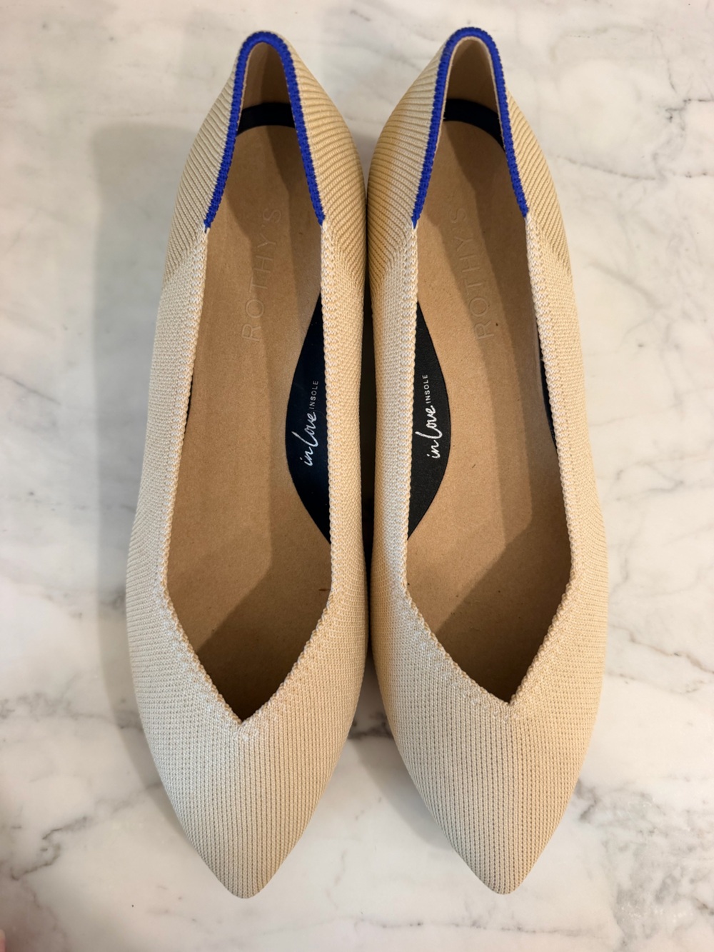 Rothy's Cream Knit Ballet Flats with 'In Love' Insole